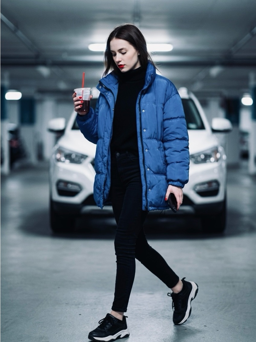 H&M Women's Blue Puffer Jacket